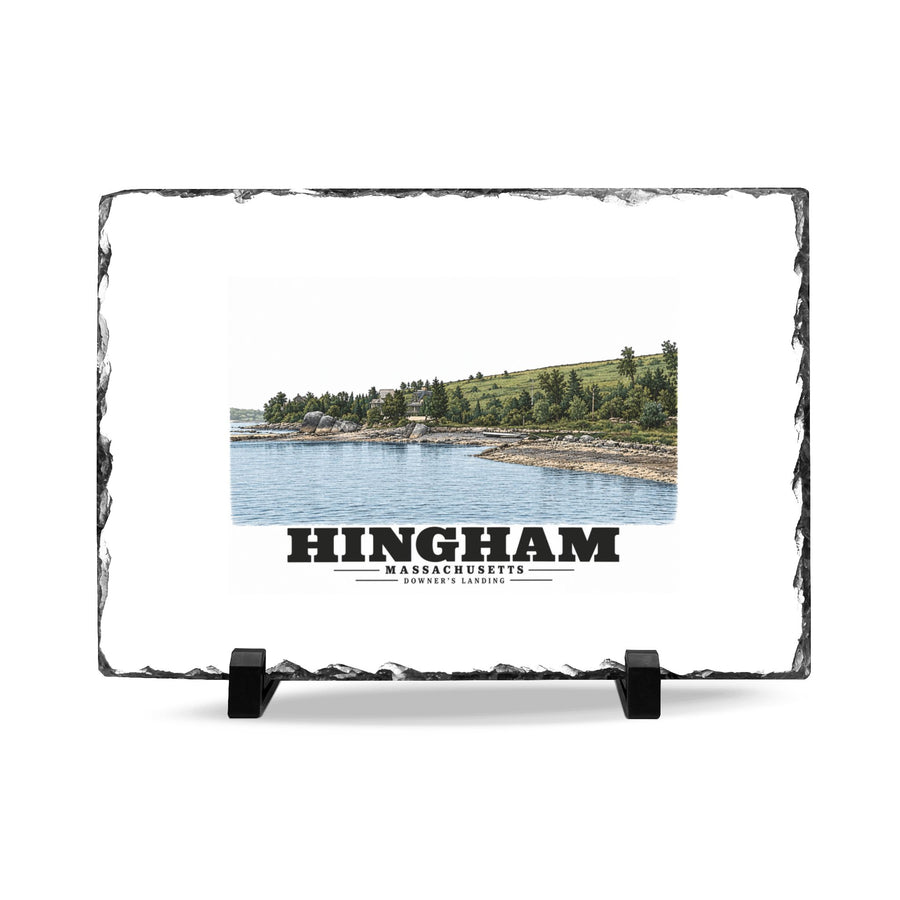 Shore near Downer's Landing 7 × 11 in Slate Desk Plaque - Boston Harbor