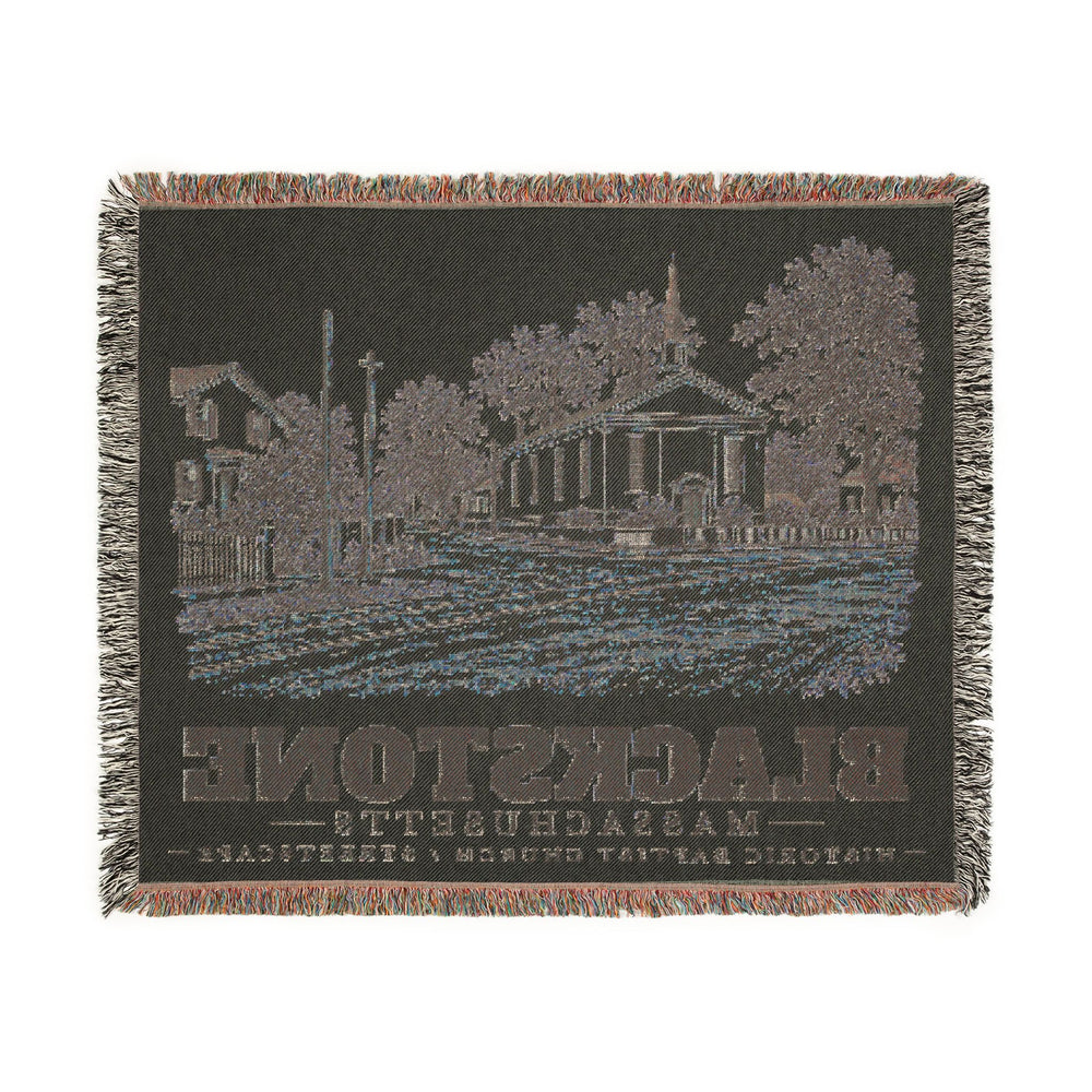 Historic Baptist Church / Streetscape — Blackstone, Massachusetts woven blanket, product view 3