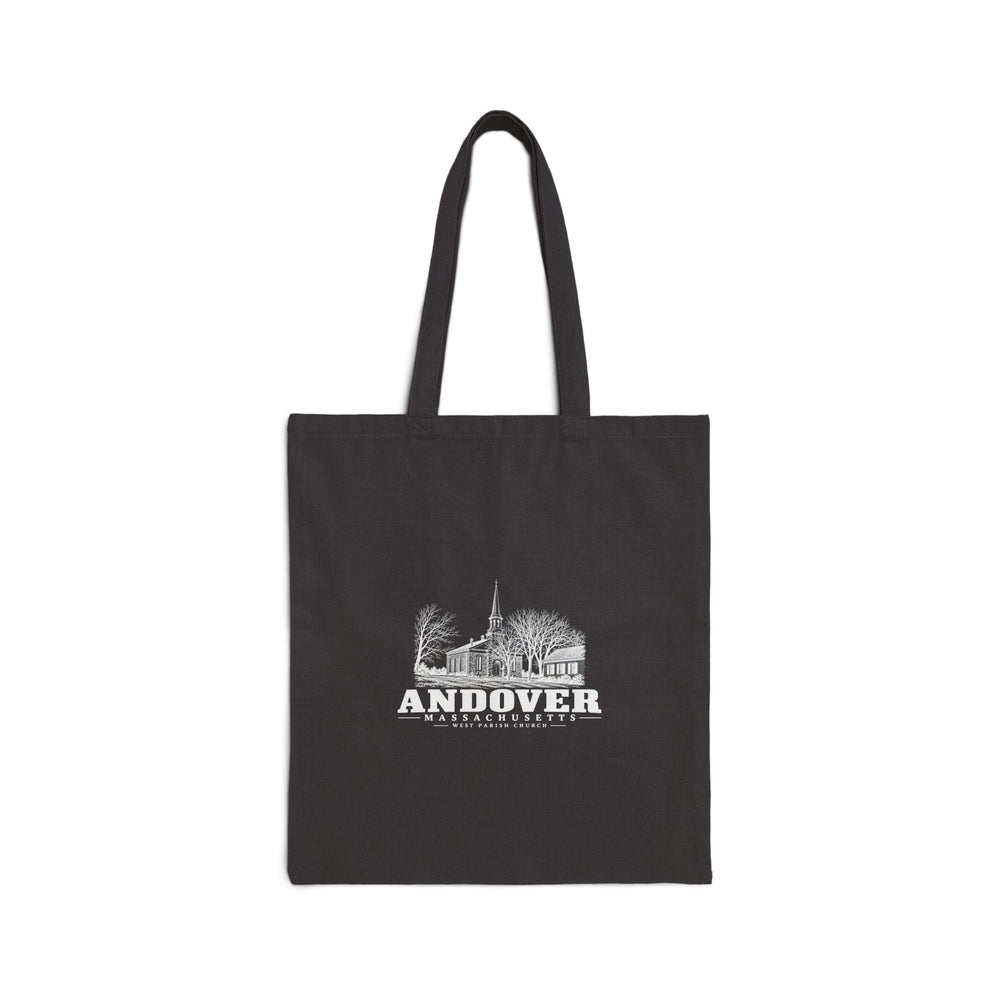 West Parish Church exterior, frontispiece Natural + Black Heavy Canvas Tote - Merrimack Valley Goods