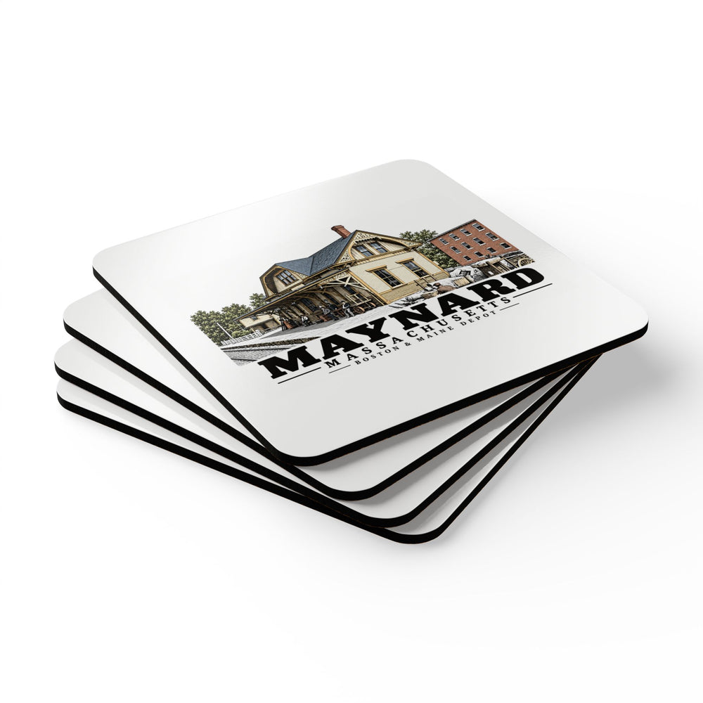 MAYNARD Boston & Maine Depot Cork Back Coaster Set - Assabet Valley Goods