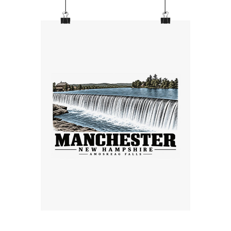 11 x 14 front of Amoskeag Falls matte poster, Manchester, New Hampshire.
