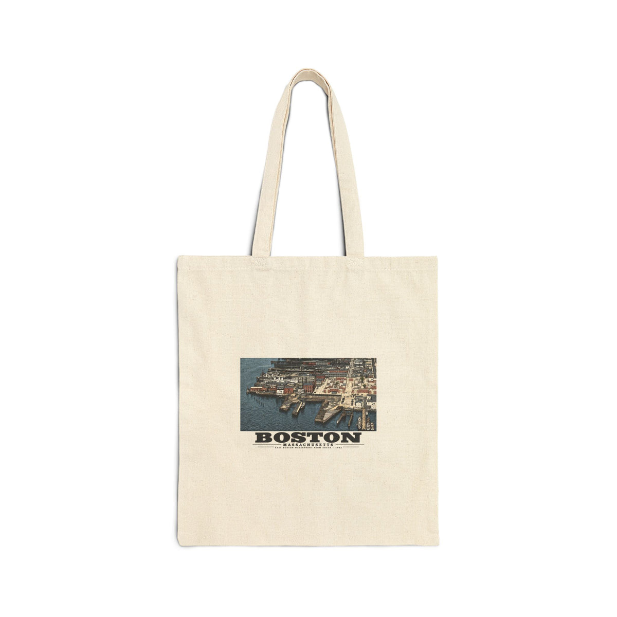Maritime Coal Co., East Boston, MA -from South 1000 ft. Natural Heavy Canvas Tote - Boston Harbor