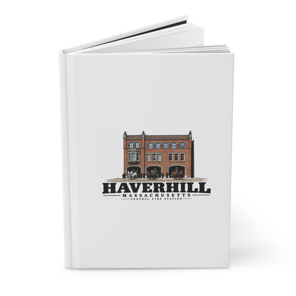 Haverhill Central Fire Station with horse-drawn apparatus Matte Hardcover Journal - Merrimack Valley Goods