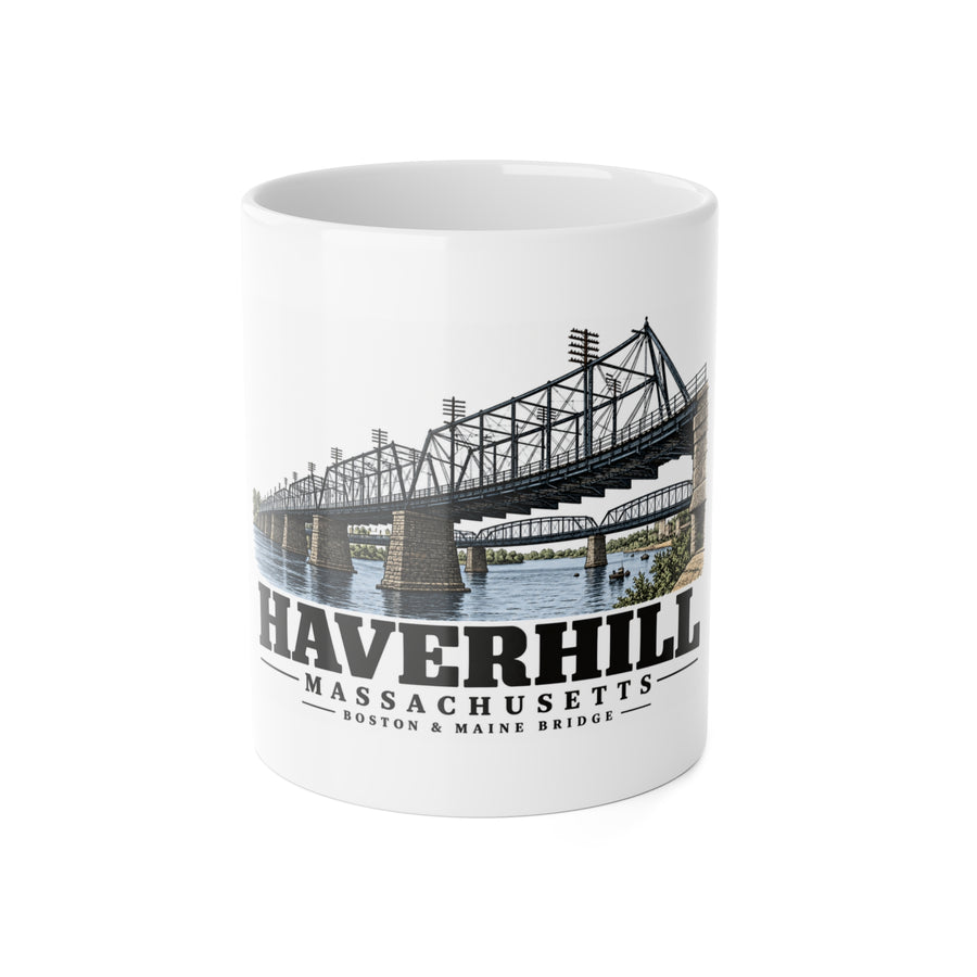 Haverhill Boston & Maine Merrimack railroad bridge 11 oz White Ceramic Mug - Merrimack Valley Goods