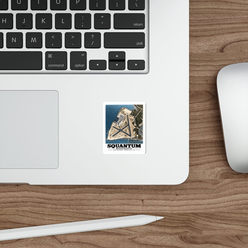 N.A.S.  Squantum, MA vertical 10000 ft. 4 in White Die-Cut Sticker - Boston Harbor