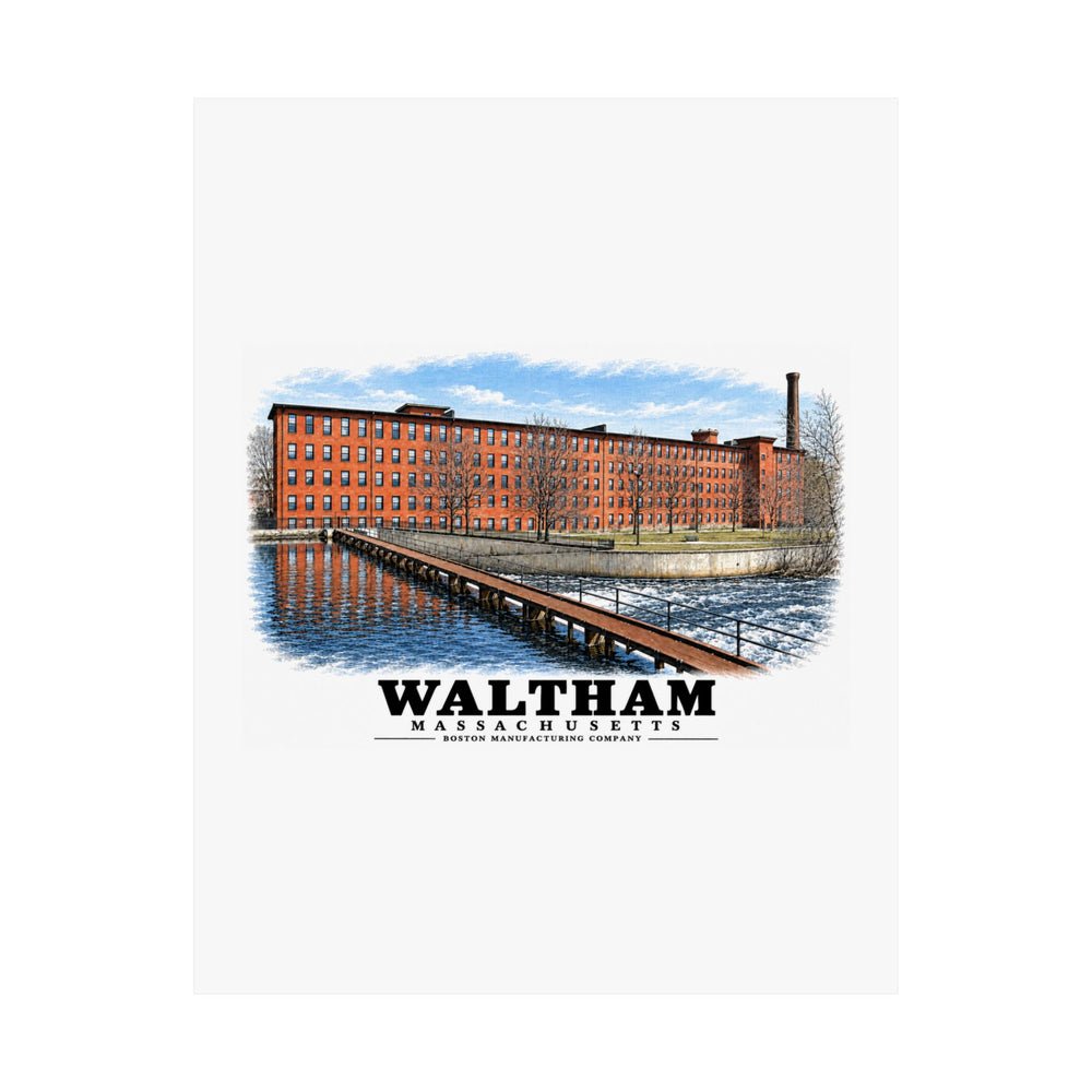 Boston Manufacturing Company, 144-190 Moody Street; Moody Street Dam, Charles River Matte Heritage Poster — 11 × 14 and 18 × 24 in - Charles River