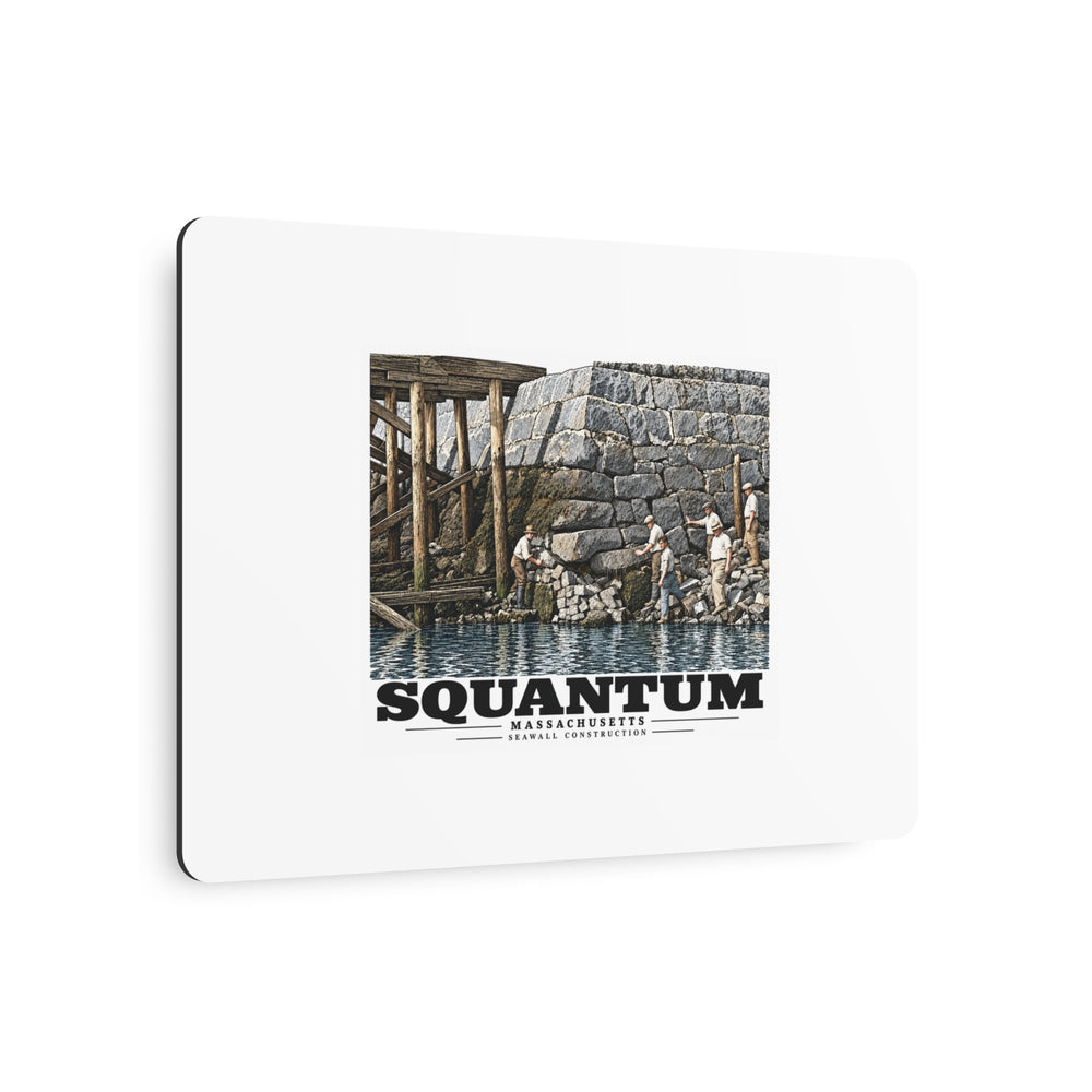 Repairing seawall near administration Building, Squantum 7 × 5 in Horizontal Metal Wall Art - Boston Harbor