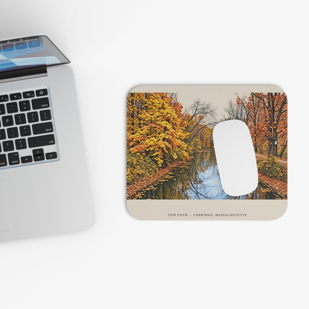 Uxbridge Tow Path mouse pad mockup showing the full illustrated print