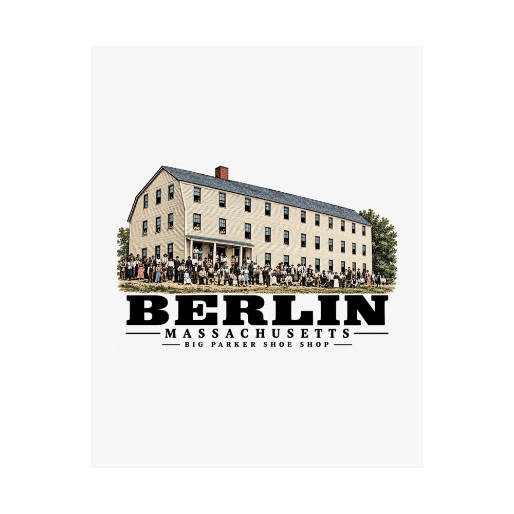 Illustrated Big Parker Shoe Shop in Berlin on unframed matte poster