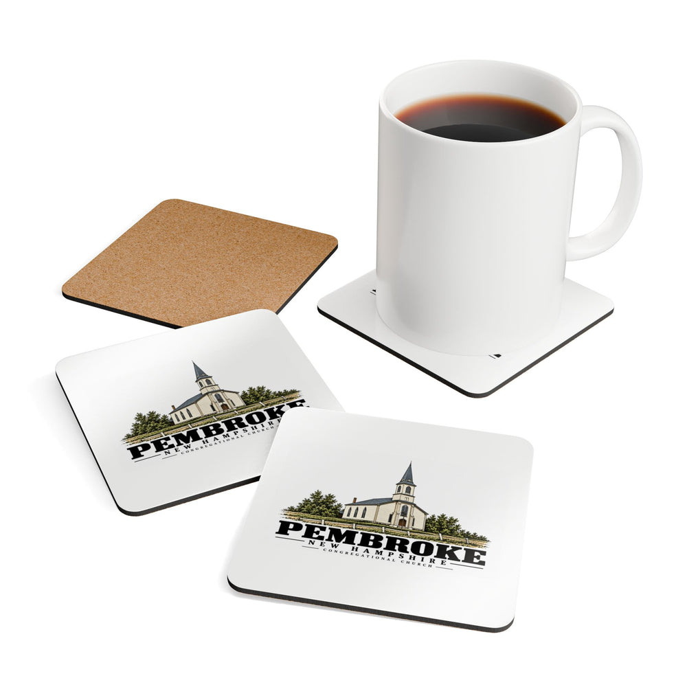 Pembroke Congregational Church, Pembroke Street Cork Back Coaster Set - Merrimack Valley Goods