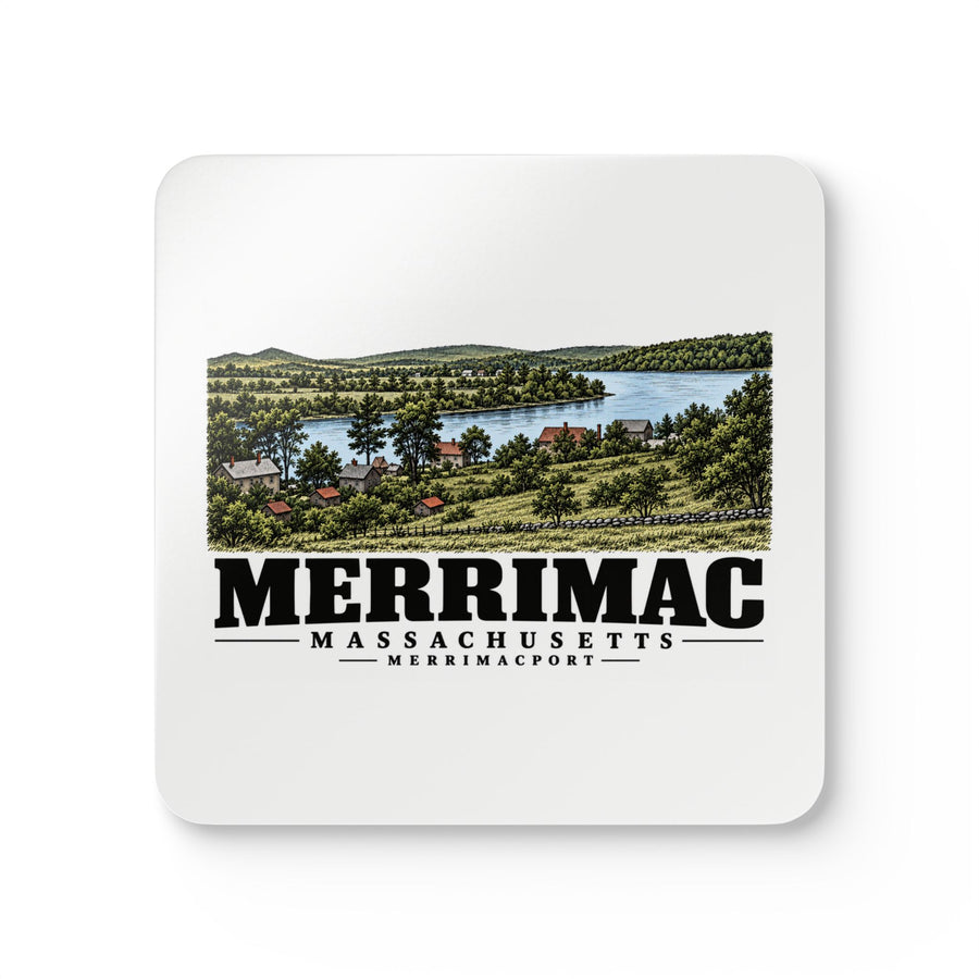 Merrimac Merrimack River west from Noyes Hill, Merrimacport Cork Back Coaster Set - Merrimack Valley Goods