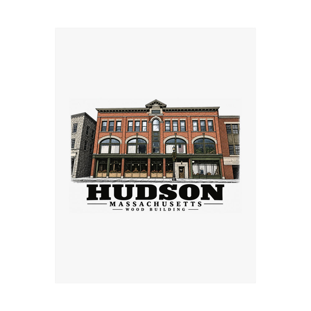 Illustrated Wood Building in Hudson on unframed matte poster
