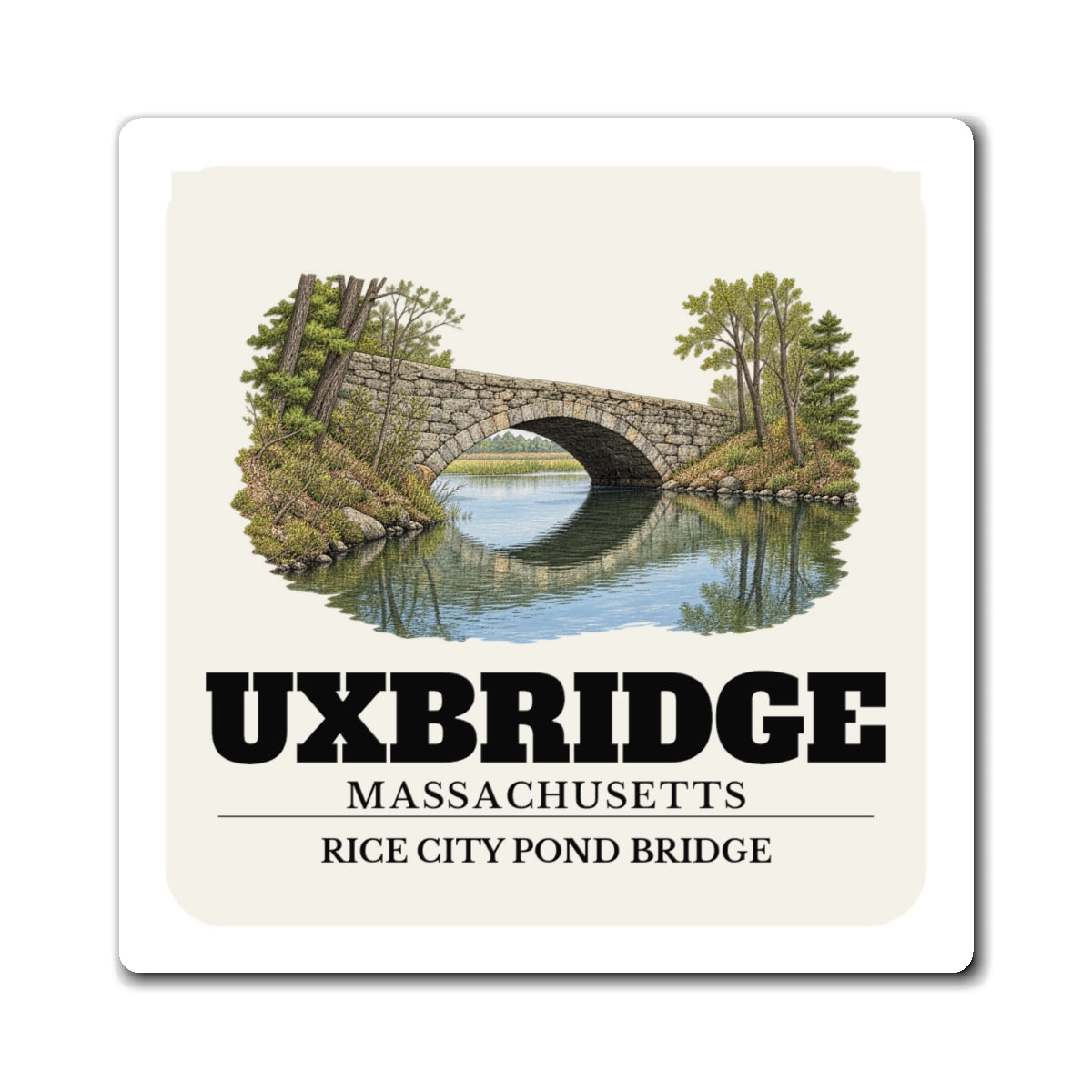 Uxbridge Rice City Pond Bridge 4 in Magnet