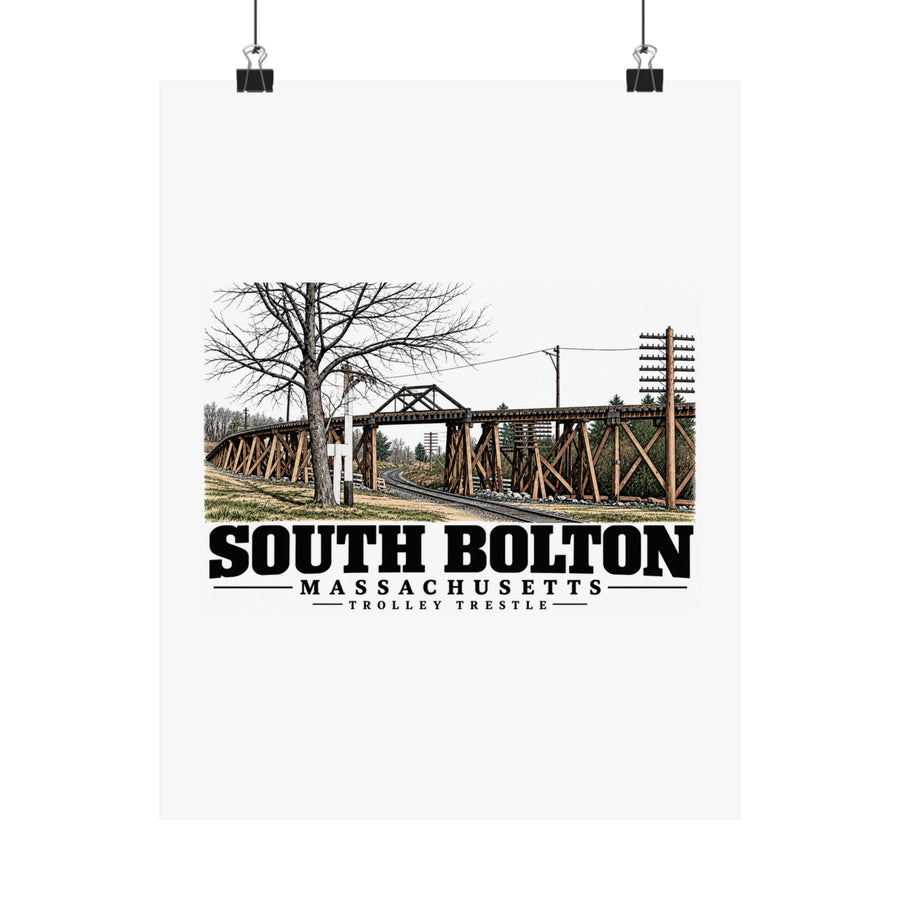 Illustrated Trolley Trestle in South Bolton on unframed matte poster