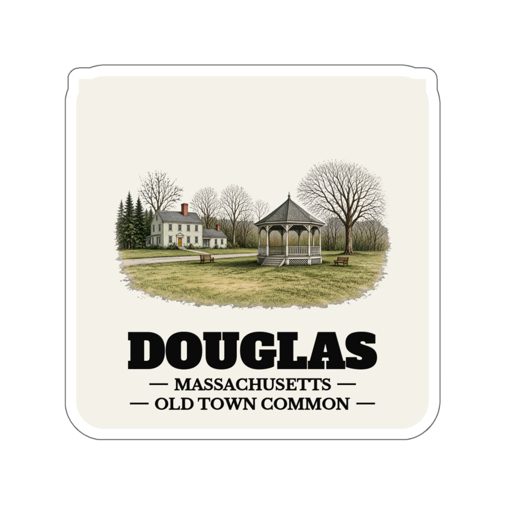 Douglas Old Town Common sticker shown on a laptop