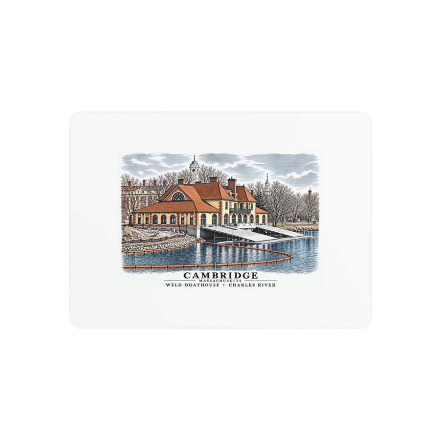 Weld Boathouse, 971 Memorial Drive, beside Anderson Bridge 7 × 5 in Horizontal Metal Wall Art - Charles River