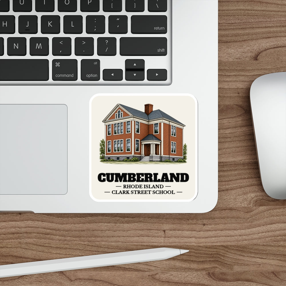 Cumberland Clark Street School sticker shown on a laptop