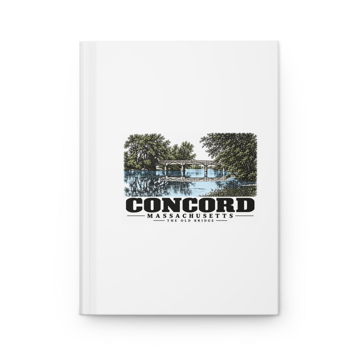 Illustrated The Old Bridge in Concord on matte hardcover journal