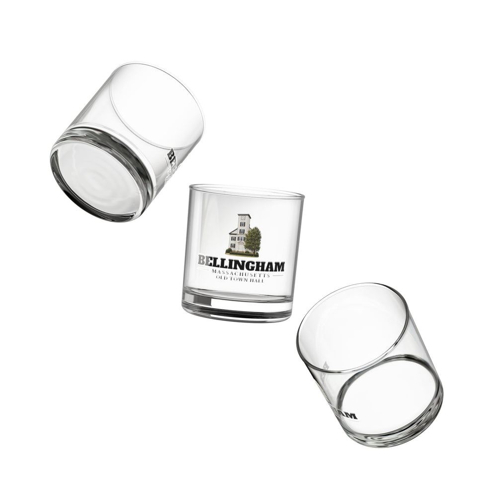 Angled view of Bellingham Old Town Hall 10 oz Rocks Glass