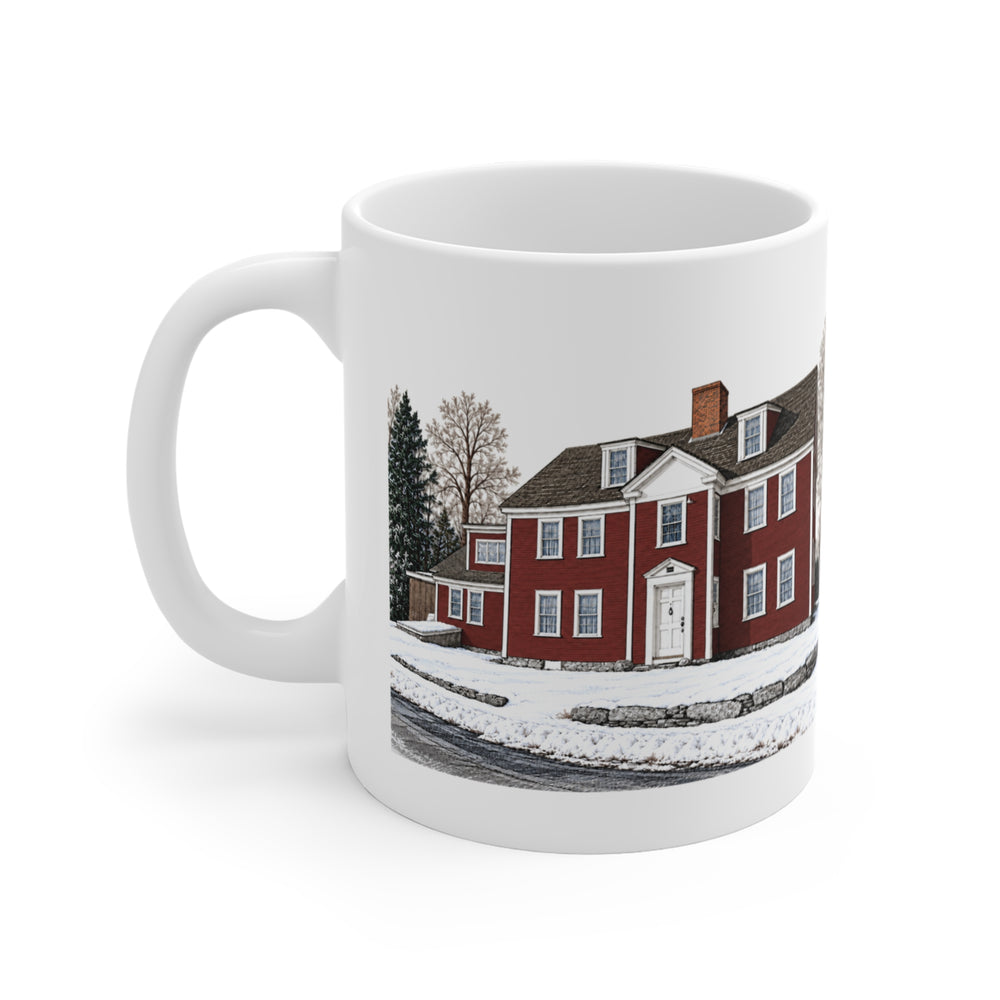 Sutton Waters Farm 11 oz ceramic mug — artwork view, handle left — Familiar History