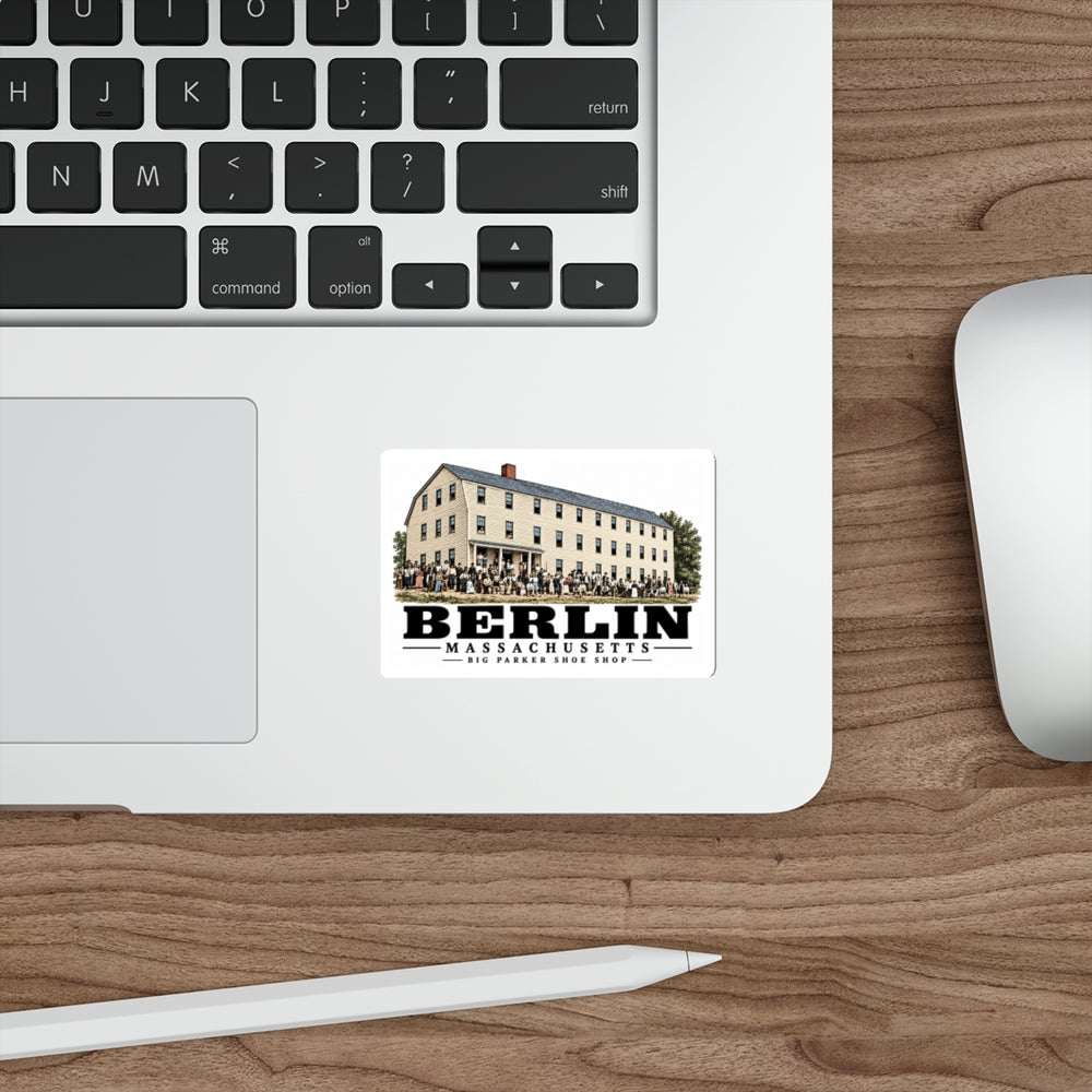 Illustrated Big Parker Shoe Shop in Berlin on die-cut sticker