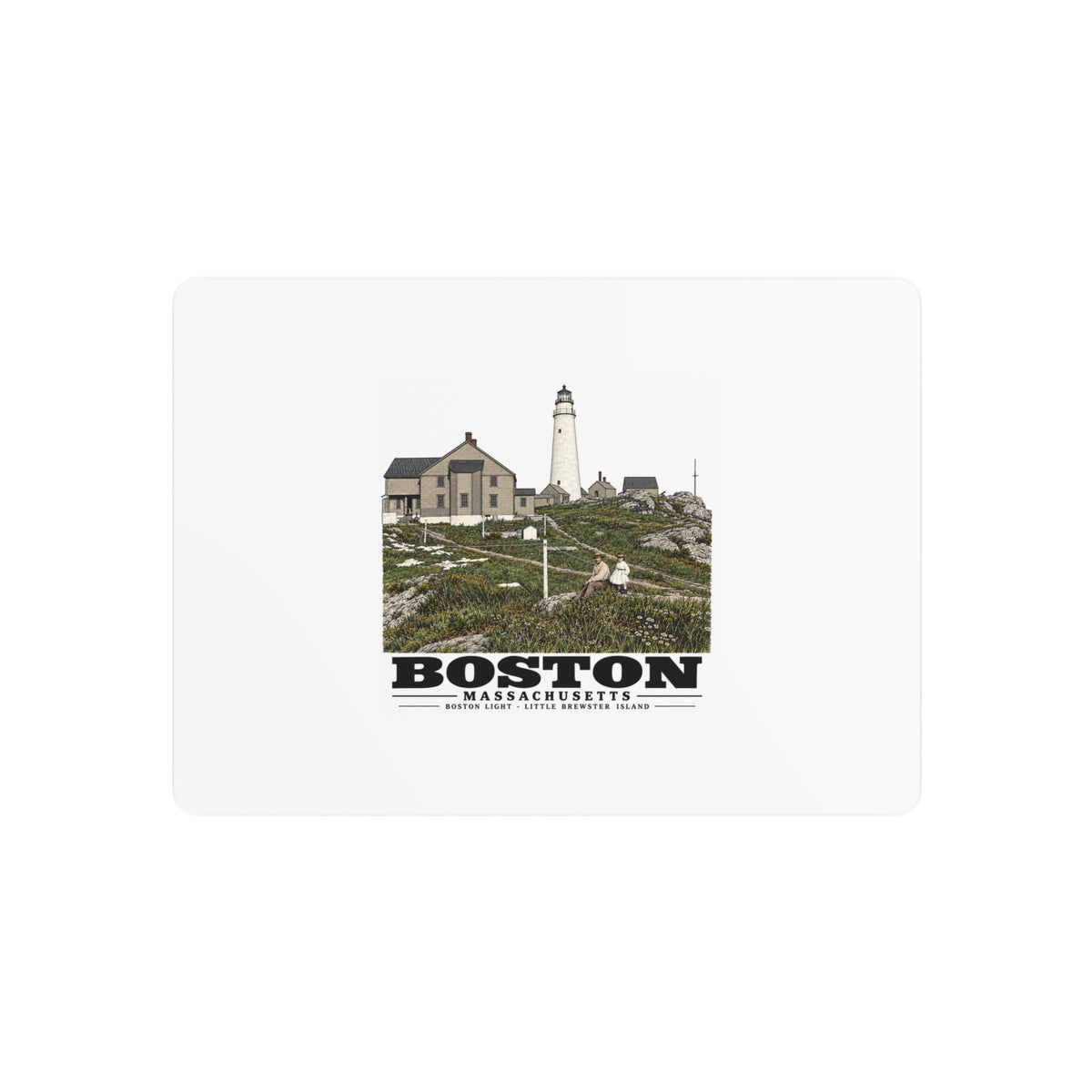 Boston Lower Light and Little Brewster, East 7 × 5 in Horizontal Metal Wall Art - Boston Harbor