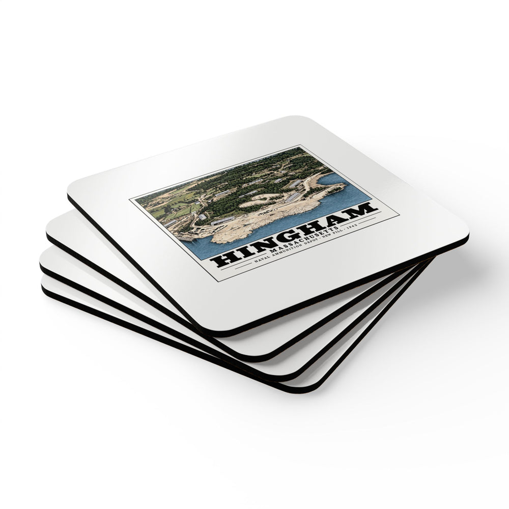 Construction progress New fill USNAD, Hingham, MA Cork Back Coaster Set - Boston Harbor