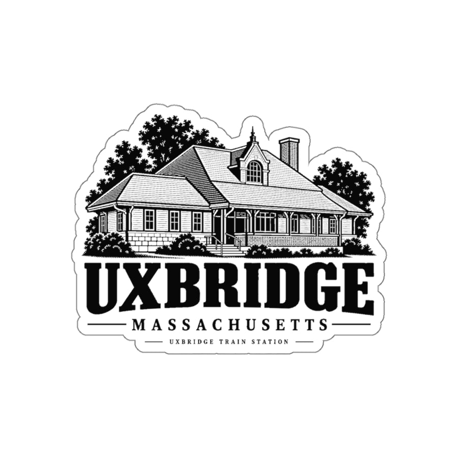 Uxbridge Train Station 4-inch die-cut sticker, front product view
