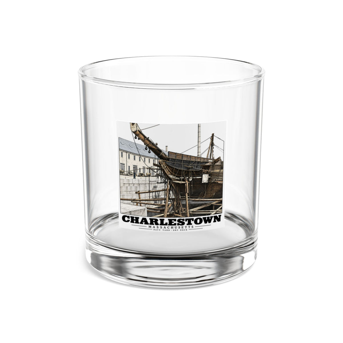 Charlestown Navy Yard — Dry Dock 1 10 oz Rocks Glass — Boston Harbor Goods