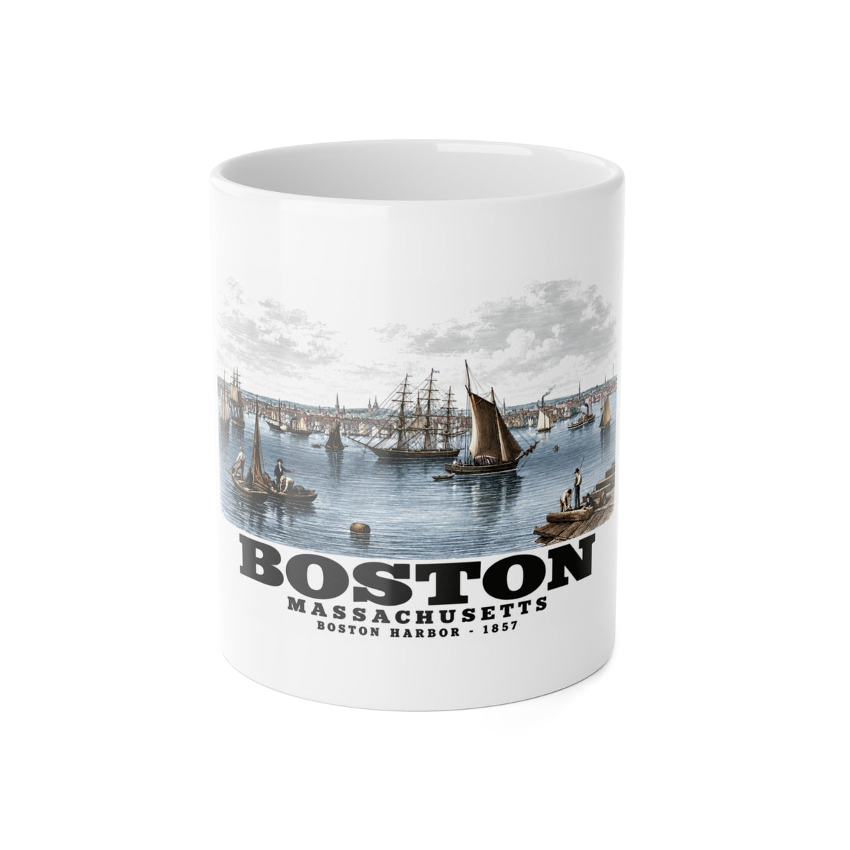 Boston 11 oz White Ceramic Mug - Boston Harbor
