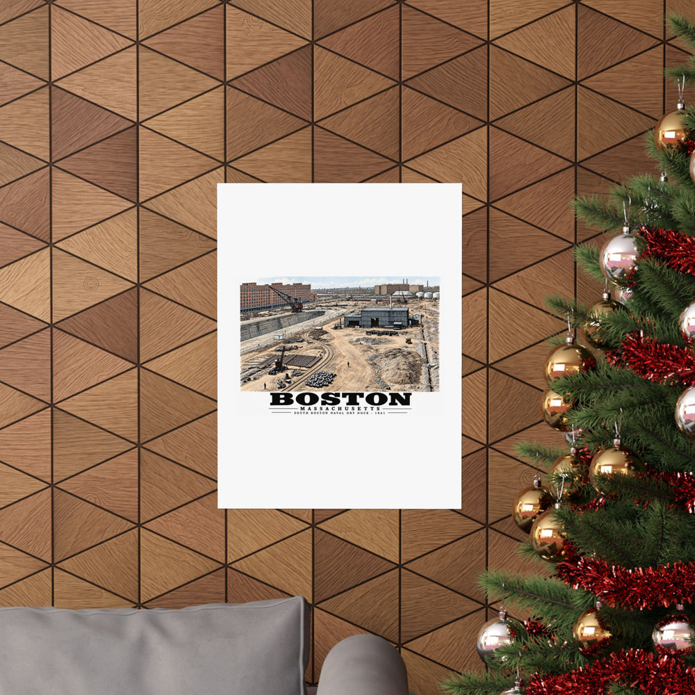 South Boston Dry Dock Area April 16-41 from roof of elevator shaft NW Matte Heritage Poster — 11 × 14 and 18 × 24 in - Boston Harbor