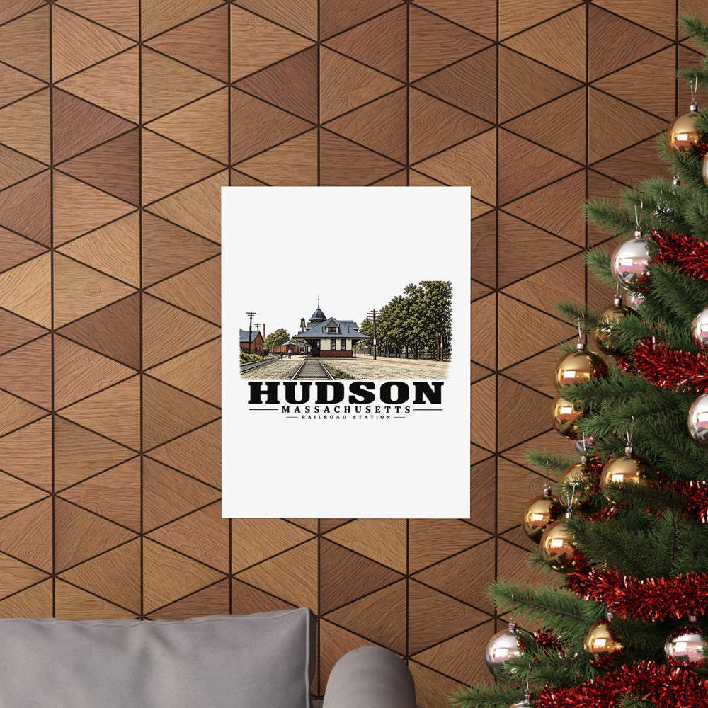 Illustrated Railroad Station in Hudson on unframed matte poster