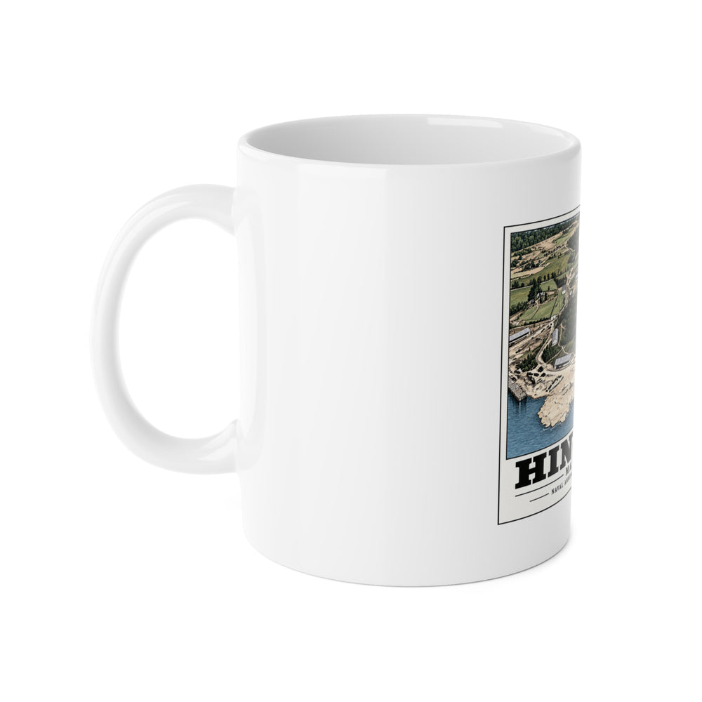 Construction progress New fill USNAD, Hingham, MA 11 oz White Ceramic Mug - Boston Harbor
