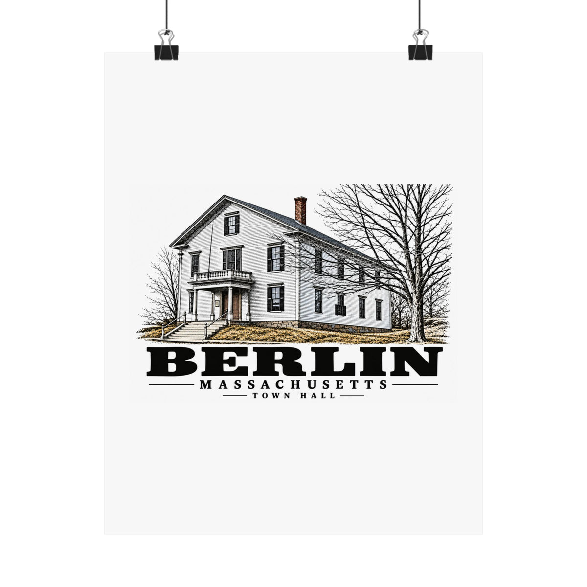 Illustrated Town Hall in Berlin on unframed matte poster