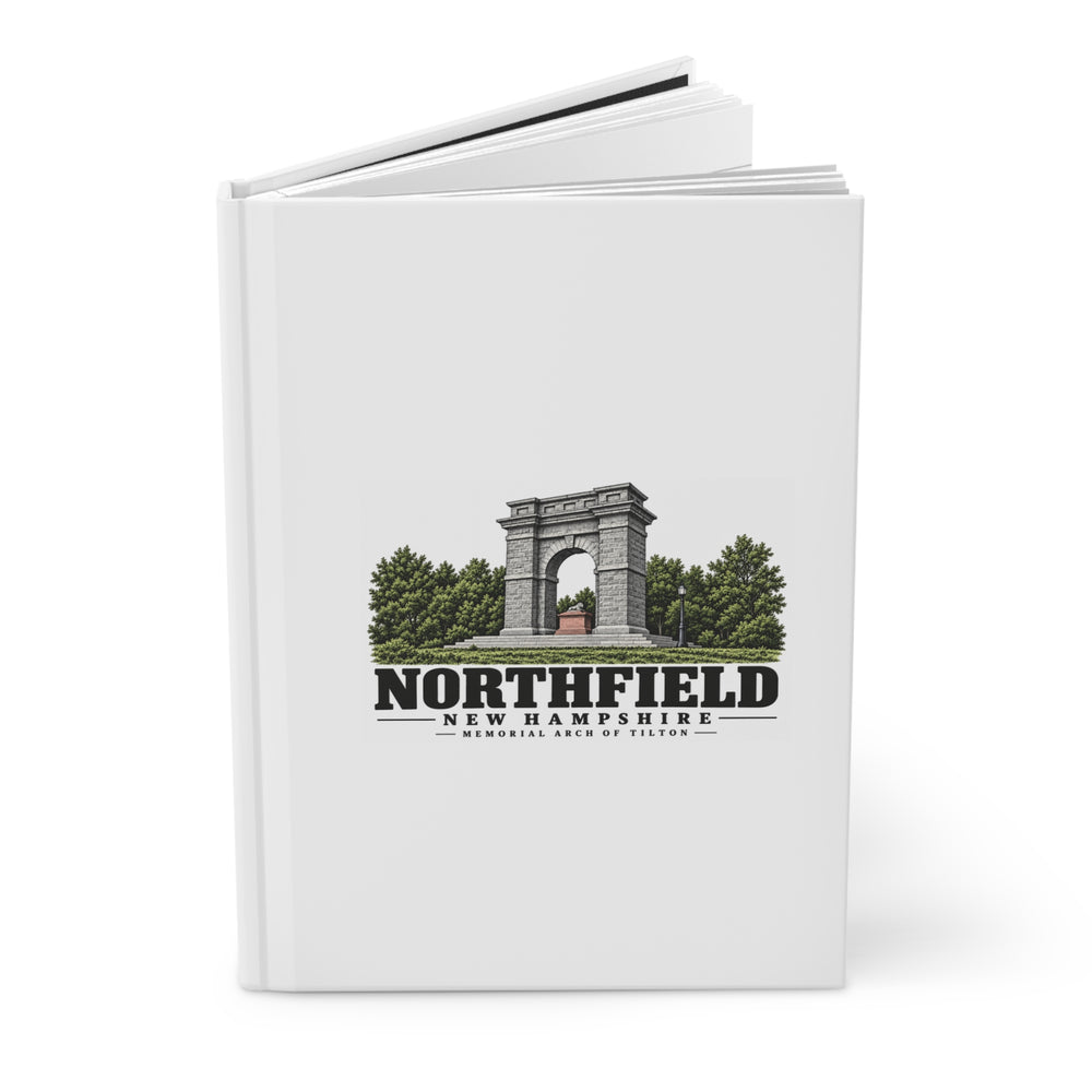 Angled front cover of Memorial Arch of Tilton matte hardcover journal, Northfield, New Hampshire.