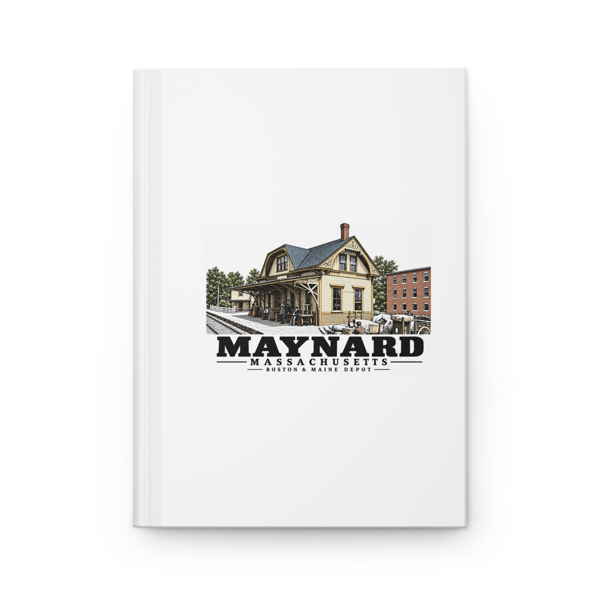 Illustrated Boston & Maine Depot in Maynard on matte hardcover journal