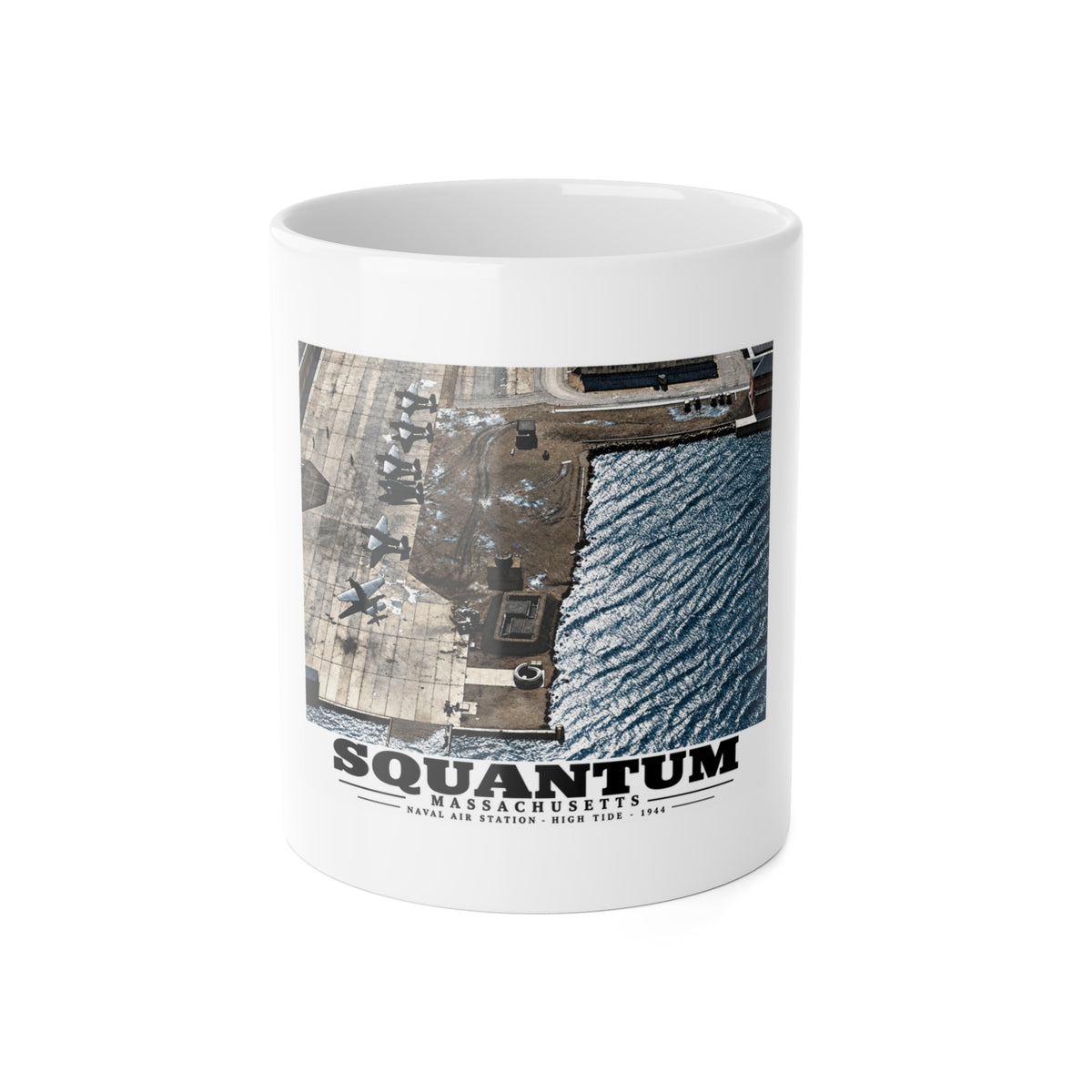 NAS Squantum at high tide 11 oz White Ceramic Mug - Boston Harbor