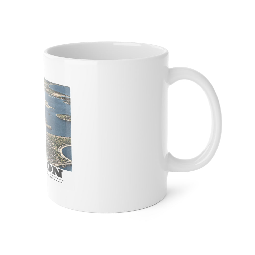 Navy Yard Annex, So. Boston, MA from South, 3000 feet 11 oz White Ceramic Mug - Boston Harbor