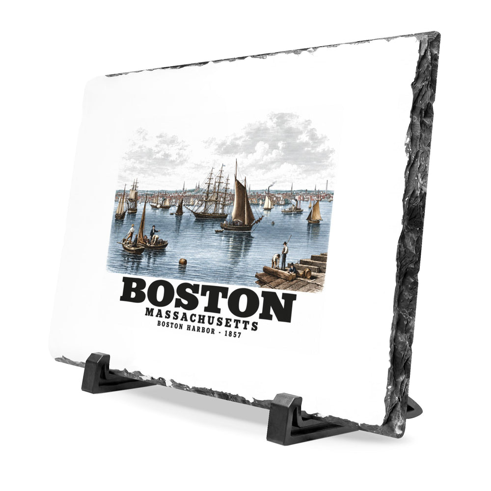 Boston 7 × 11 in Slate Desk Plaque - Boston Harbor
