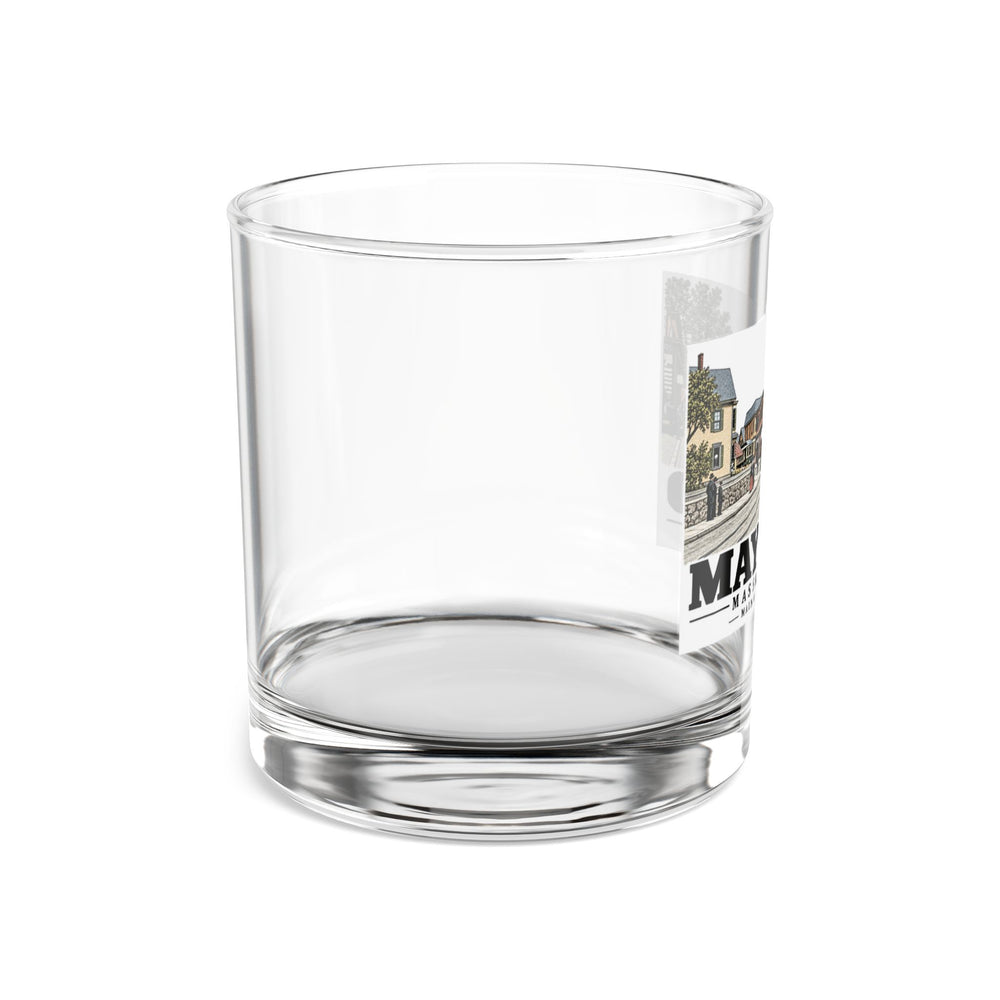 Illustrated Main & Nason Streets in Maynard on rocks glass