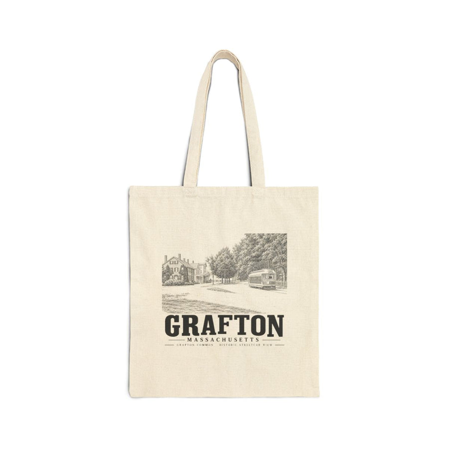 Grafton Common - Historic Streetcar View Heavy Canvas Tote - Natural - front product view