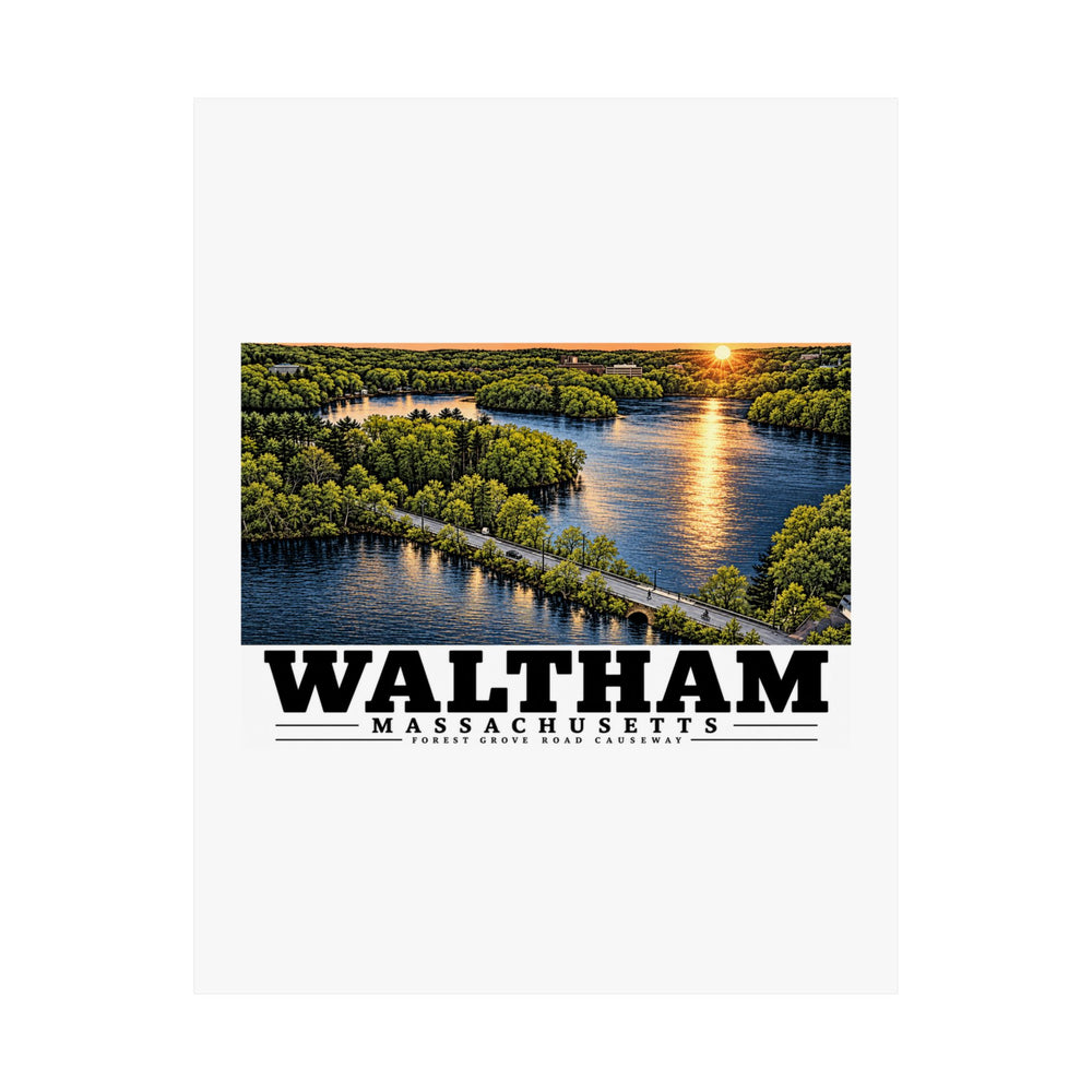 Illustrated Forest Grove Road Causeway in Waltham on unframed matte poster