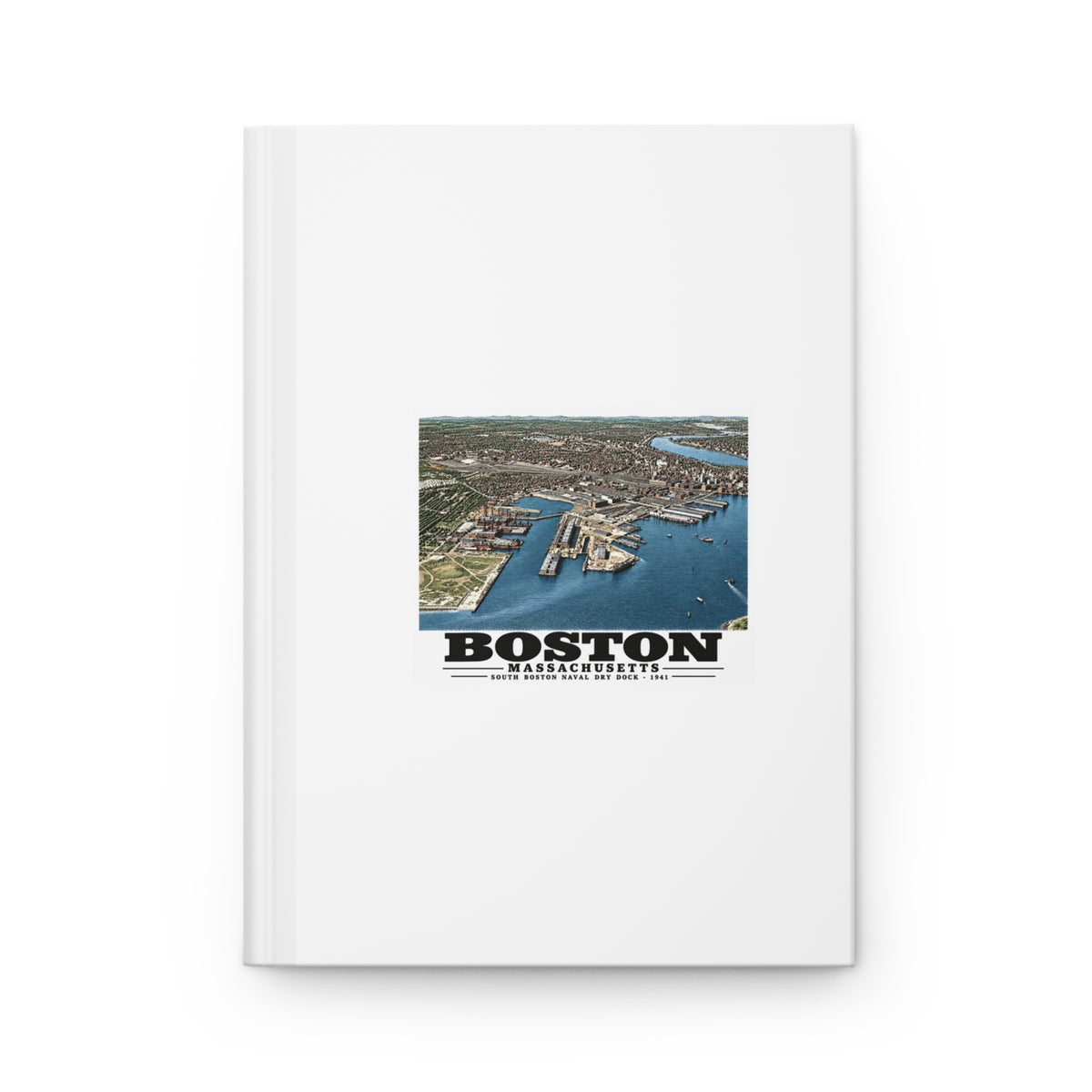 Navy Yard Annex, So. Boston, MA from East, 3000 feet Matte Hardcover Journal - Boston Harbor