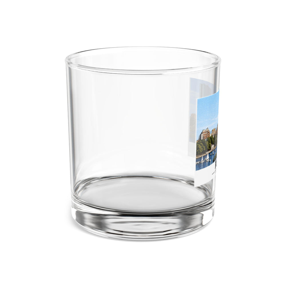 Illustrated St. Charles River view of Boston, Massachusetts in Boston and Cambridge on rocks glass