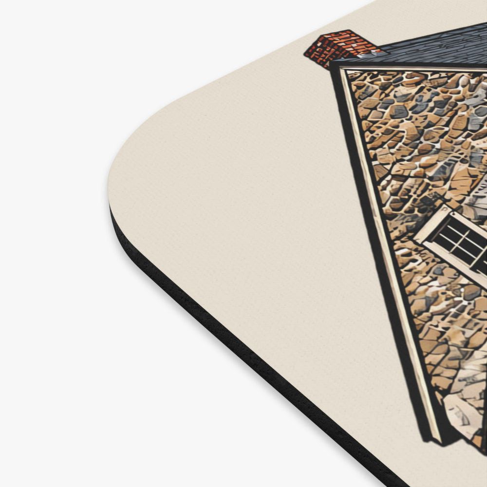 Blackstone Old Stone Building mouse pad mockup showing the full illustrated print