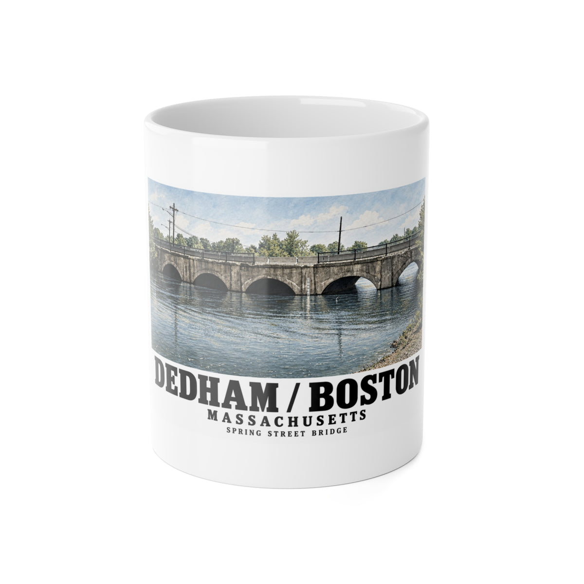 Spring Street Bridge north elevation (HAER MA-95-4, 1990) 11 oz White Ceramic Mug - Charles River