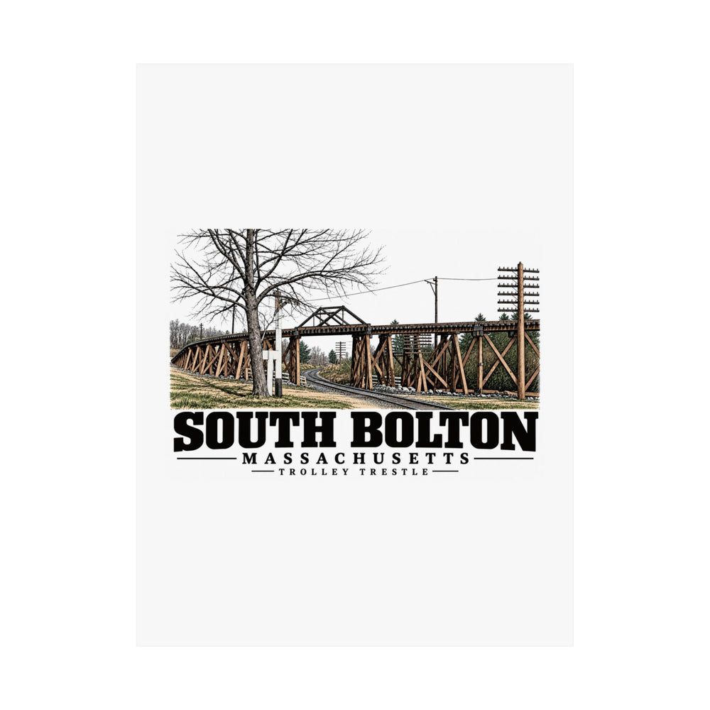Illustrated Trolley Trestle in South Bolton on unframed matte poster