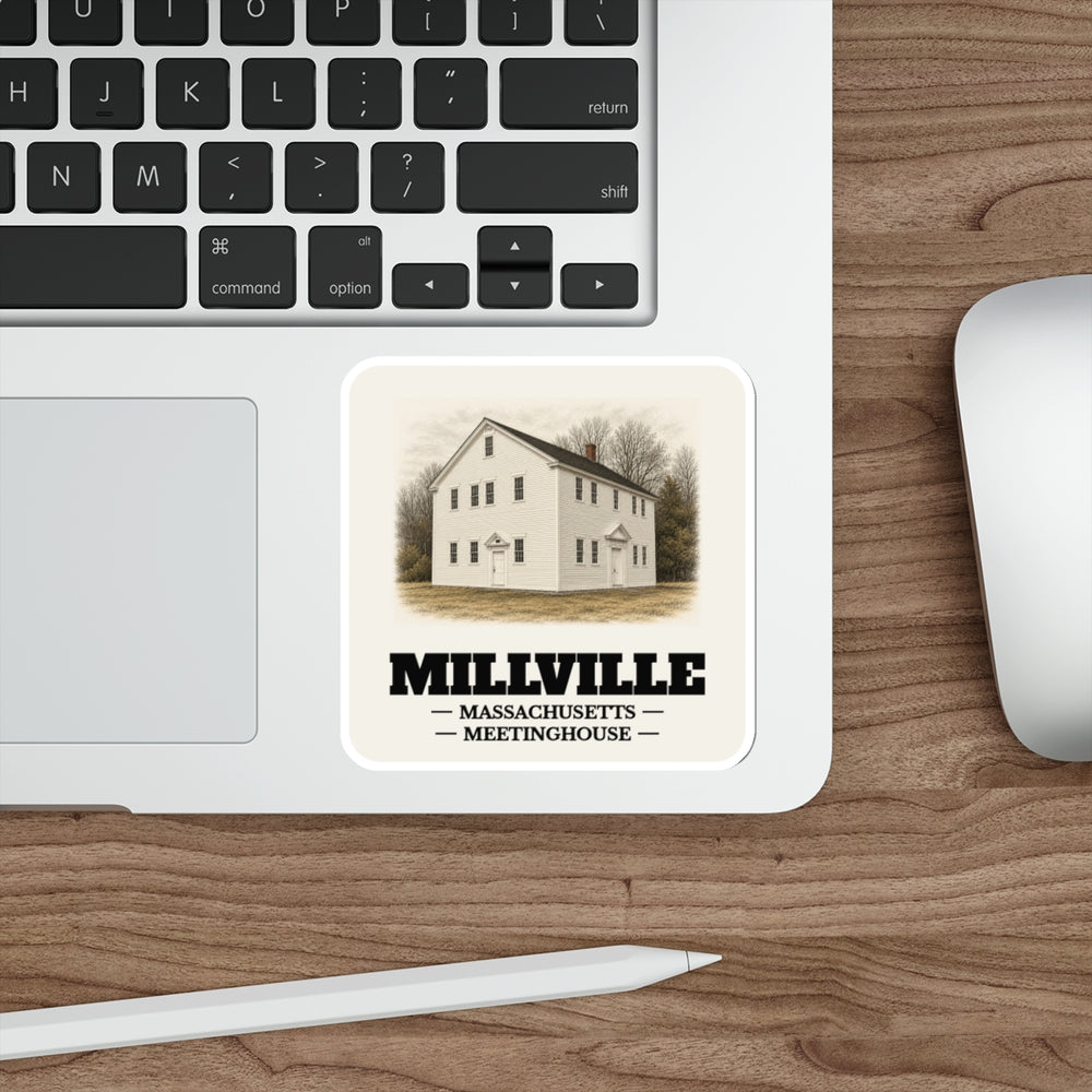 Millville Chestnut Hill Meetinghouse sticker shown on a laptop