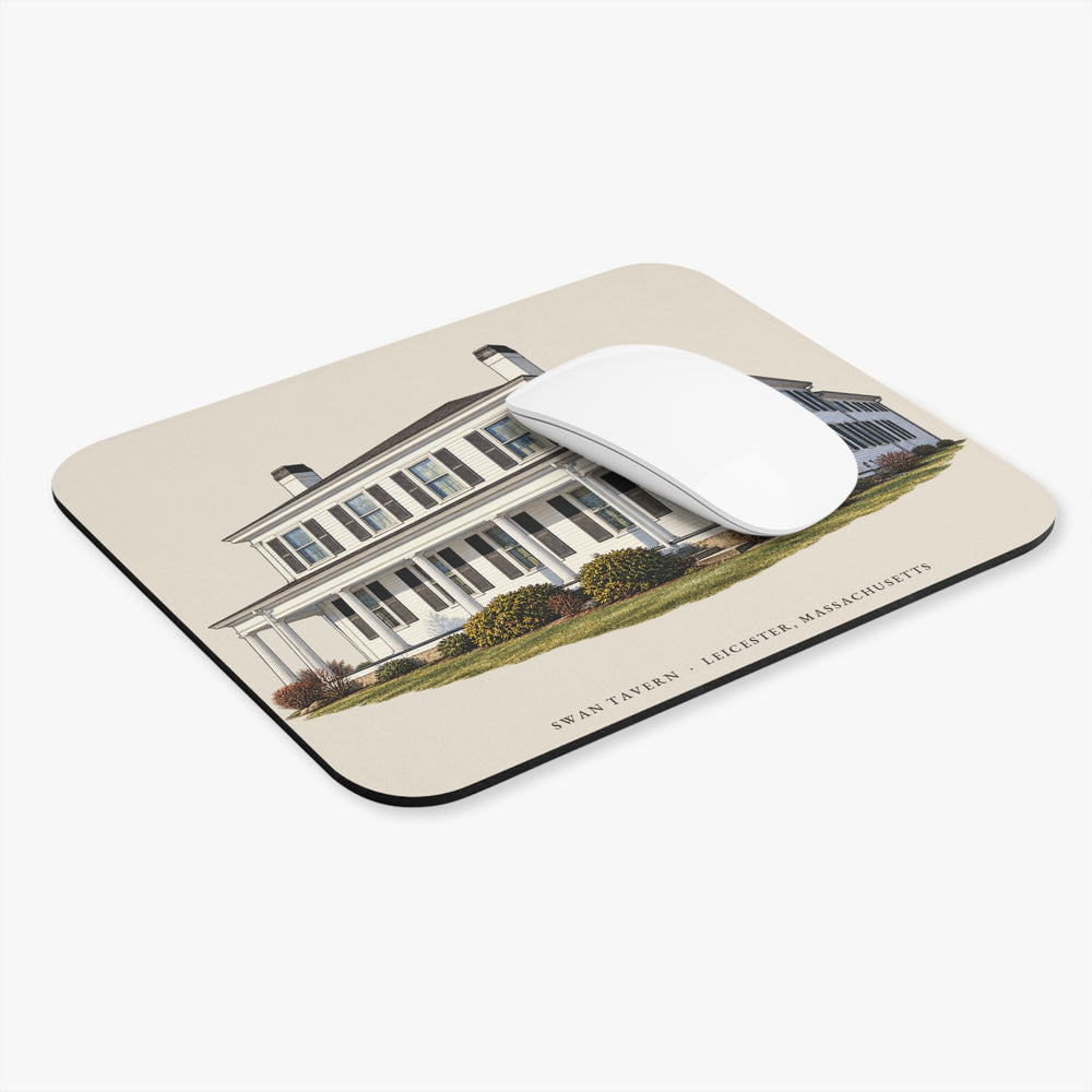 Leicester Swan Tavern mouse pad mockup showing the full illustrated print