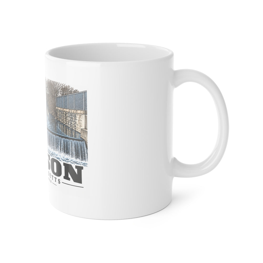 Illustrated Assabet River in Hudson on ceramic mug